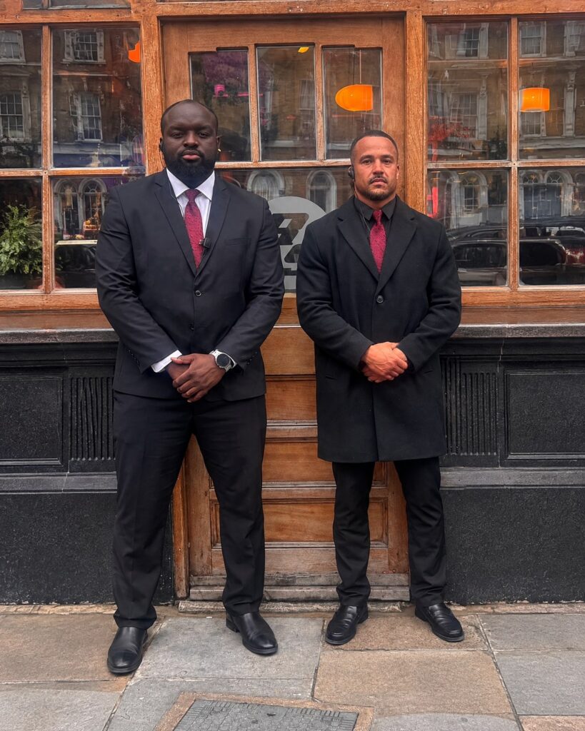 SSS close protection officers at a London venue entrance